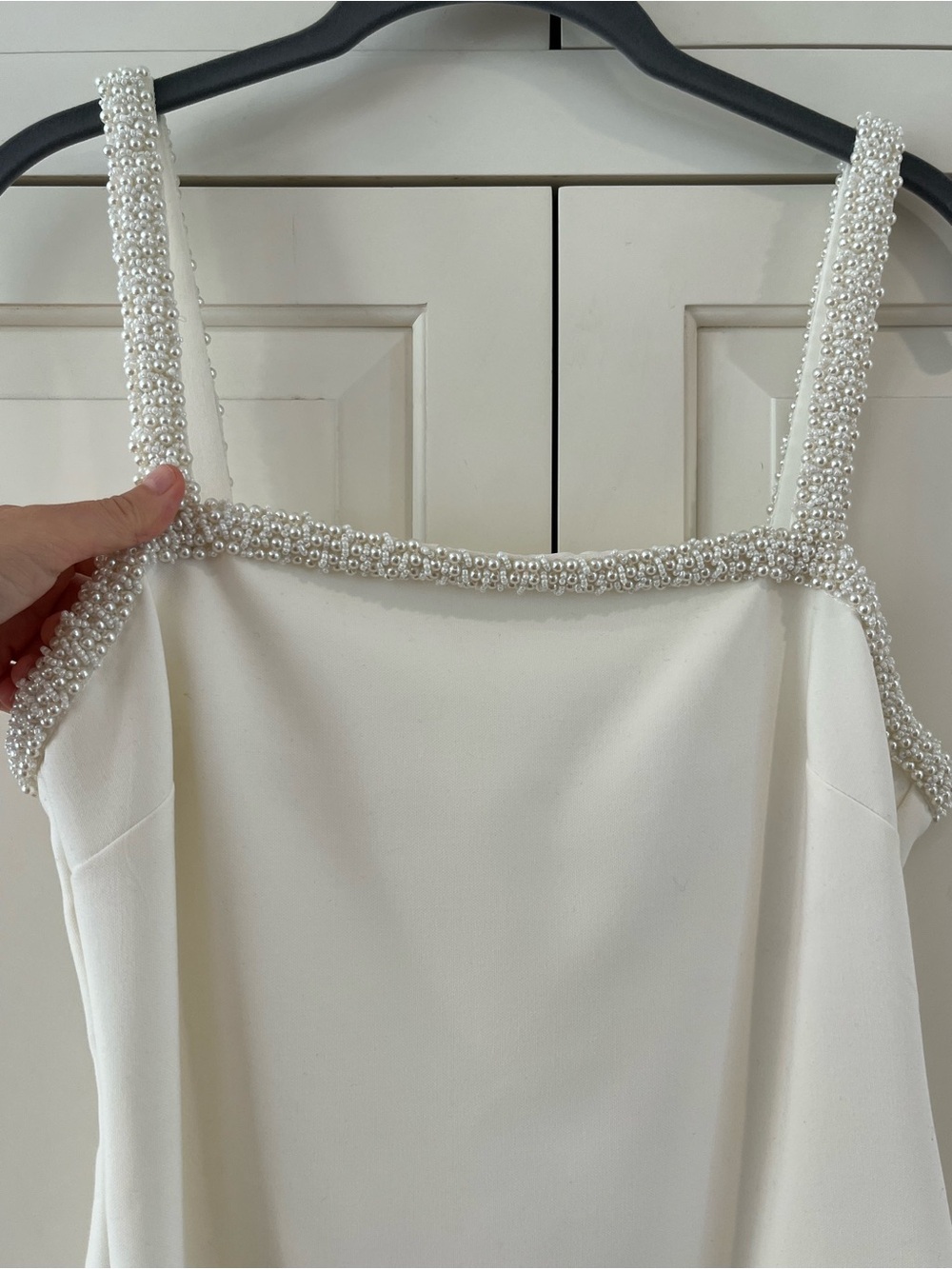 LIKELY Pearl Trim White Sheath Dress Sz 4 - Bridal Shower/Rehearsal/Formal - Picture 2 of 9